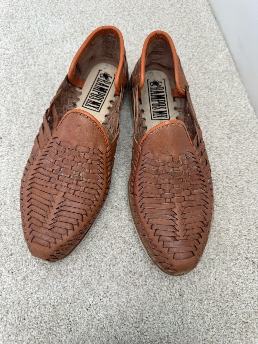 Women’s Brown Woven Leather Slip-On Shoes